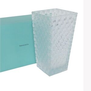 Tiffany & Co. 10 inch Crystal Basket Weave Vase